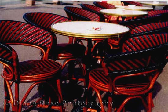 travel photo of cafe tables, picture Marseilles, France, Europe by Diane Rose Photographs